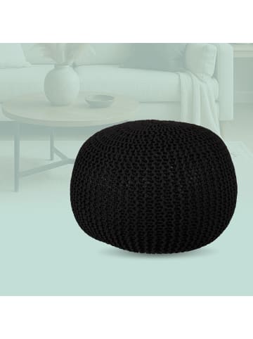 relaxdays Pouf in Schwarz - (H)33 x Ø 46 cm