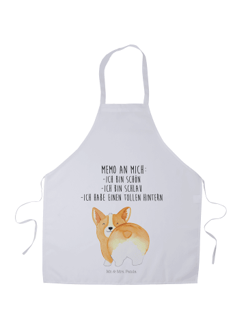 Mr. & Mrs. Panda Schürze Corgi Po mit Spruch in Weiß
