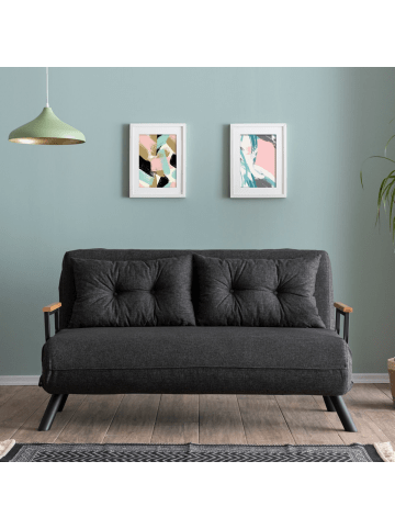 CALICOSY Sofa SANDO in Dunkelgrau - (W) 133  x (H) 41  x (L) 50  cm