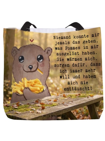 Mr. & Mrs. Panda Tote Bag Bär Pommes verliebt Design mit Spruch in Weiß
