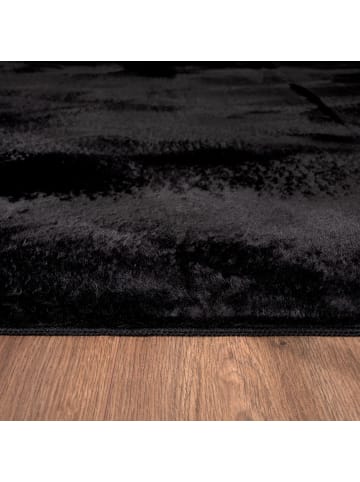 KADIMA DESIGN Teppich Kurzflor waschbar Einfarbig Wohnzimmer in Schwarz