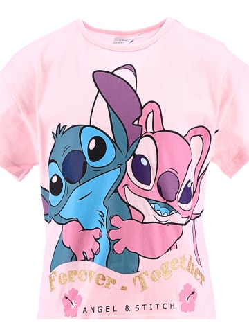 Disney 2tlg.Outfit T-Shirt & Shorts Disney Stitch & Angel in Rosa