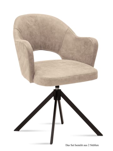 58 aufm Kessel ARMLEHNSTUHL drehbar (2er-Set) Denies 59x87x61 Schwarz/Natur