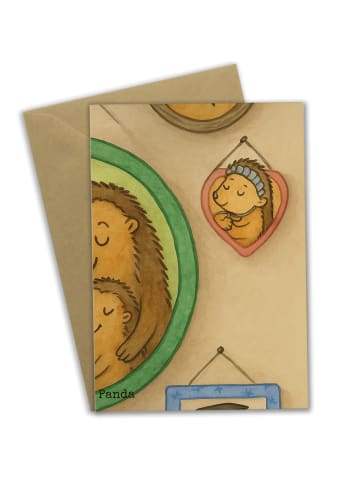 Mr. & Mrs. Panda Klappkarte Igel Familie Design ohne Spruch in Weiß