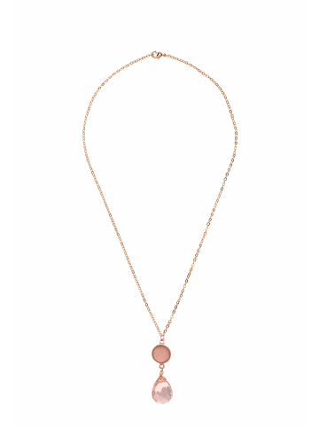 Gemshine Halskette mit Anhänger Rosenquarze Tropfen in rose gold coloured