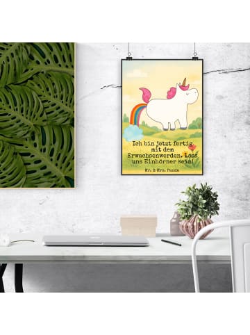 Mr. & Mrs. Panda Poster Einhorn Pupsen Design mit Spruch in Weiß