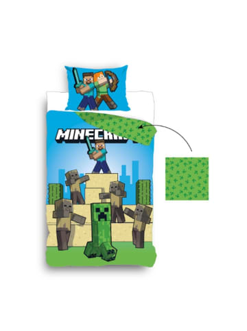 Minecraft Bettwäsche-Set Kuscheliger Bettbezug 140x200 cm + Kissenbezug 60x70 cm in Grün
