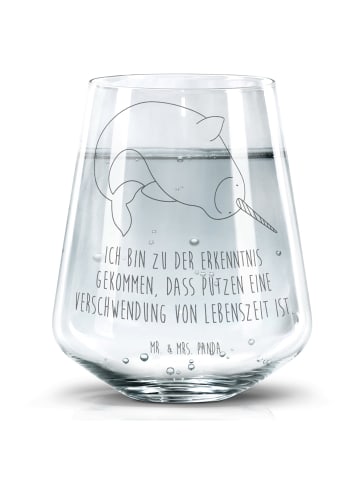 Mr. & Mrs. Panda Trinkglas Narwal mit Spruch in Transparent