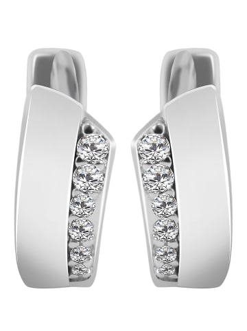 Adeliás Damen Ohrringe – Klappcreole aus 925 Silber mit Zirkonia in silber