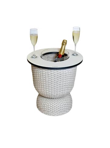 COOTAB Cooler Table 3-in-1 Loungetisch mit Acryl-Kühler Paris 43 cm in Champagner