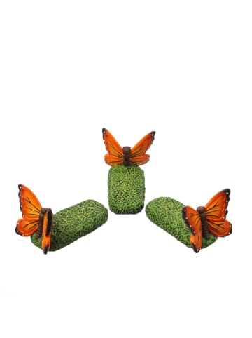 MARELIDA 3x Blumentopffüße Schmetterlinge Pflanzkübel Untersetzer in orange
