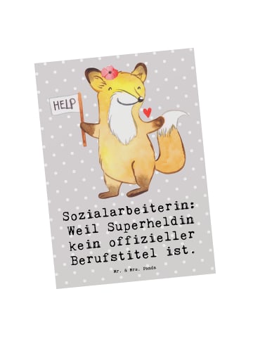 Mr. & Mrs. Panda Wanddeko Sozialarbeiterin Heldin mit Spruch in Grau Pastell