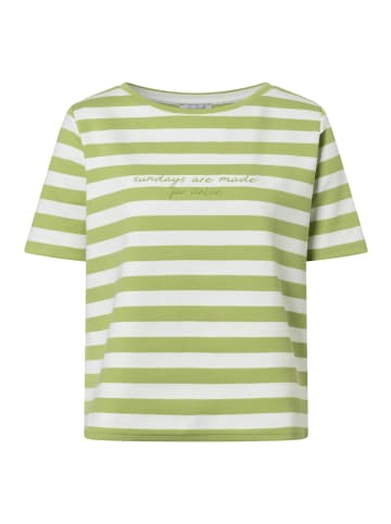 More & More sportives  Kurzarmshirt, gestreift in pistachio/offwhite