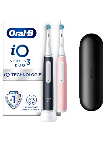 Oral-B Elektrische Zahnbürste "iO3 + 2. Handstück" in Schwarz/Pink