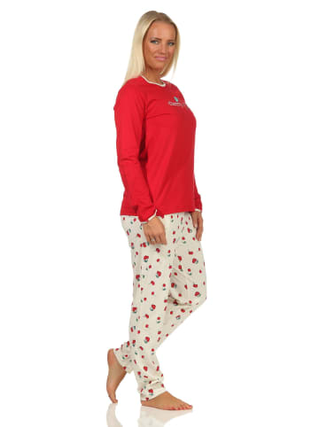 NORMANN Schlafanzug langarm Pyjama Kirschen - 61727 in rot