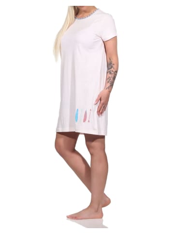 NORMANN Nachthemd halbarm Bigshirt Feder und Pfeil - 74879 in rosa