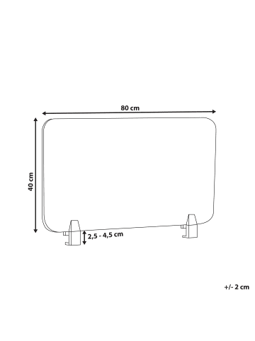 Beliani Schreibtischtrennwand WALLY in Grau - (W) 80 x (H) 40 x (L) 2 cm