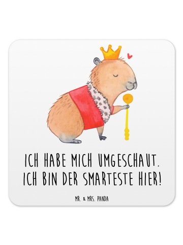 Mr. & Mrs. Panda Getränkeuntersetzer Capybara König mit Spruch in Weiß