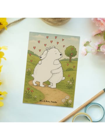 Mr. & Mrs. Panda Postkarte Eisbär Umarmen Design ohne Spruch in Weiß