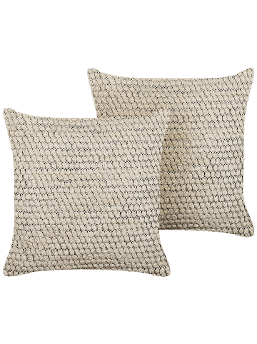 Beliani 2er-Set Dekokissen HOWEA in Beige/Schwarz