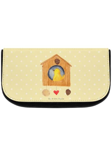 Mr. & Mrs. Panda Kosmetiktasche Vogel Haus ohne Spruch in Gelb Pastell