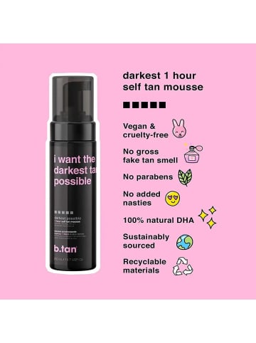 b.tan Selbstbräunungsmousse I Want The Darkest Tan Possible, 200 ml