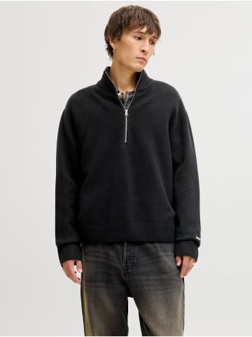 Jack & Jones Sweatshirt mit halbem Reißverschluss in Black