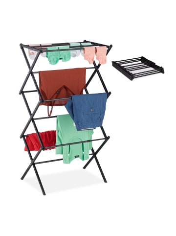 relaxdays Wäscheständer in Schwarz - (B)73 x (H)105 x (T)37 cm