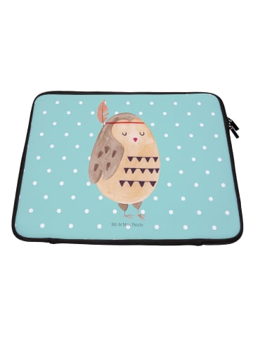 Mr. & Mrs. Panda Notebooktasche Eule Federschmuck ohne Spruch in Türkis Pastell