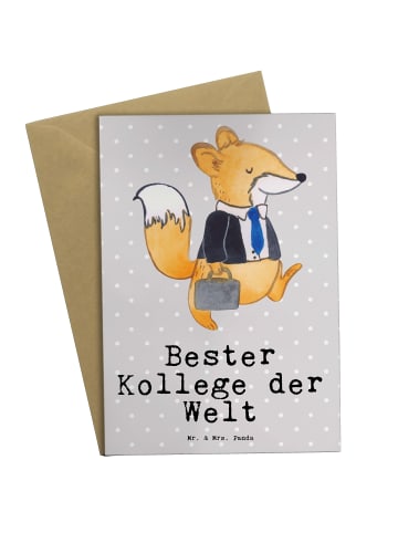 Mr. & Mrs. Panda Glückwunschkarte Fuchs Bester Kollege der Welt ... in Grau Pastell