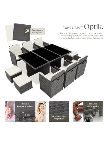 tectake Aluminium Rattan Gartenlounge für 6 bis 10 Personen, Inkl. Schutzhülle