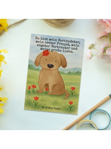 Mr. & Mrs. Panda Postkarte Hund Dame Design mit Spruch in Weiß