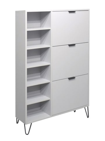 58 aufm Kessel SCHUHSCHRANK Erna 95x25x141 Kreidegrau matt Lack