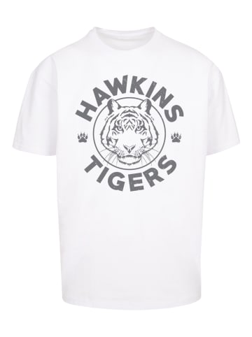 F4NT4STIC Oversize T-Shirt Stranger Things Hawkins Grey Tiger in weiß