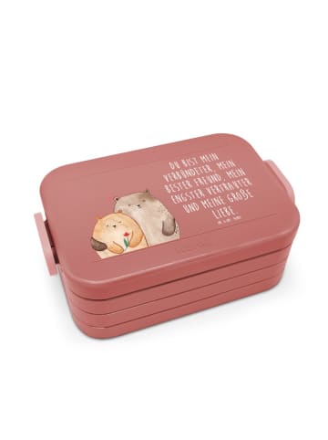 Mr. & Mrs. Panda Lunchbox Bären Liebe Motiv mit Spruch in Rot Pastell