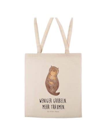 Mr. & Mrs. Panda Tote Bag Otter Muschel mit Spruch in Creme