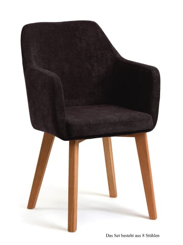 58 aufm Kessel ARMLEHNSTUHL (8er-Set) Darleen 57x87x60 Eiche geölt/Espresso