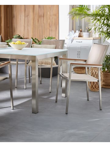 Beliani 2er-Set Gartenstuhl GROSSETO in Beige/Silber/Heller Holzfarbton