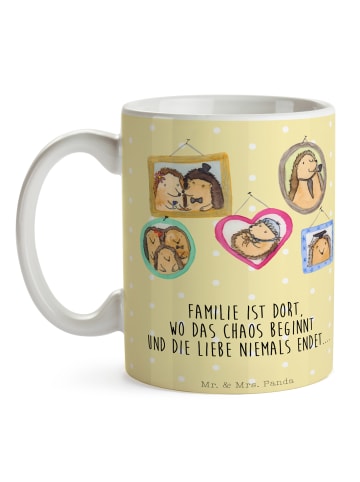 Mr. & Mrs. Panda Kaffeetasse Igel Familie mit Spruch in Gelb Pastell