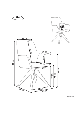 Beliani Esszimmerstuhl MOKENA in Beige/Braun - (W) 58 x (H) 90 x (L) 66 cm