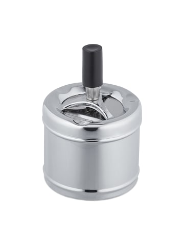 relaxdays 2 x Aschenbecher in Silber - (H)11,5 x Ø 8 cm