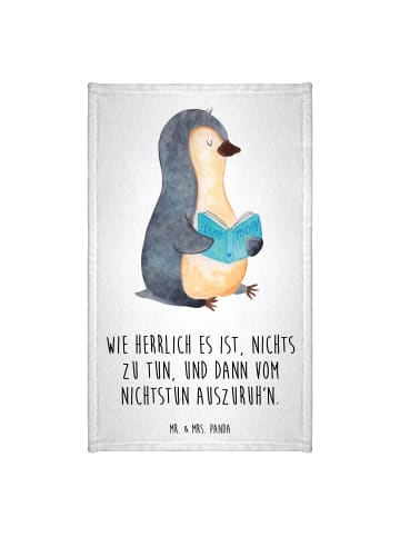 Mr. & Mrs. Panda Handtuch Pinguin Buch mit Spruch in Weiß