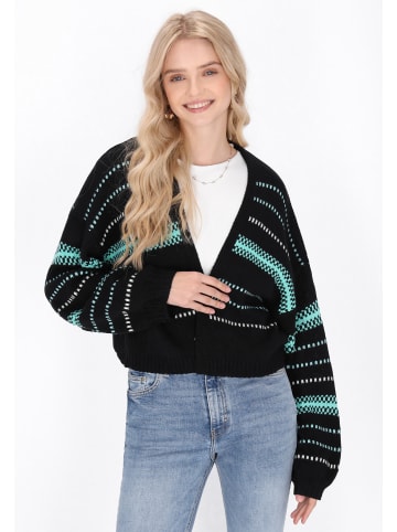 IZIA Women Cardigan in black aqua