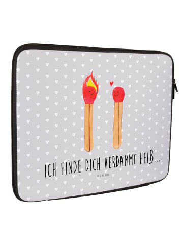 Mr. & Mrs. Panda Notebook Tasche Streichhölzer mit Spruch in Grau Pastell