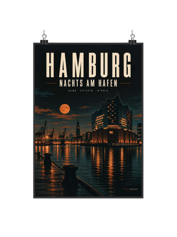 Poster Hafen elegant Design mit Spruch in Weiß