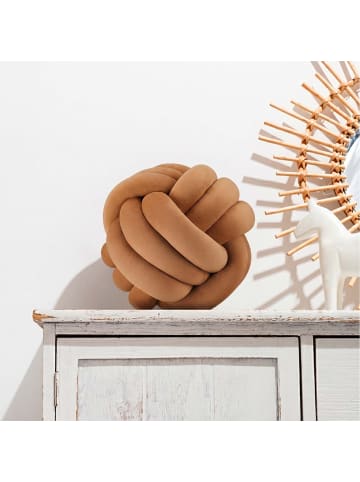 relaxdays Knotenkissen in Beige - Ø 25 cm