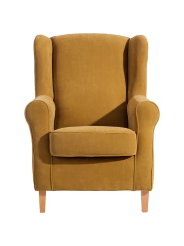 58 aufm Kessel OHRENSESSEL Karlen Bezug Veloursstoff Buche natur / mais