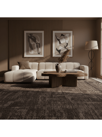 KADIMA DESIGN Teppich Kurzflor Unicolor Chenille Baumwolle Innen in Braun