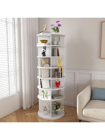 ABRIHOME 7 stufiges Schuhregal mit 360° Drehfunktion in Weiß, 60 × 60 × 184 cm