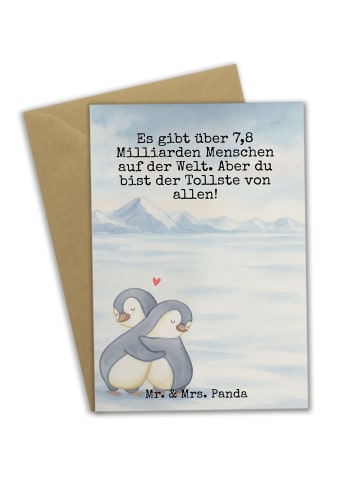 Mr. & Mrs. Panda Beileidskarte Pinguine Kuscheln Design mit Spruch in Weiß
